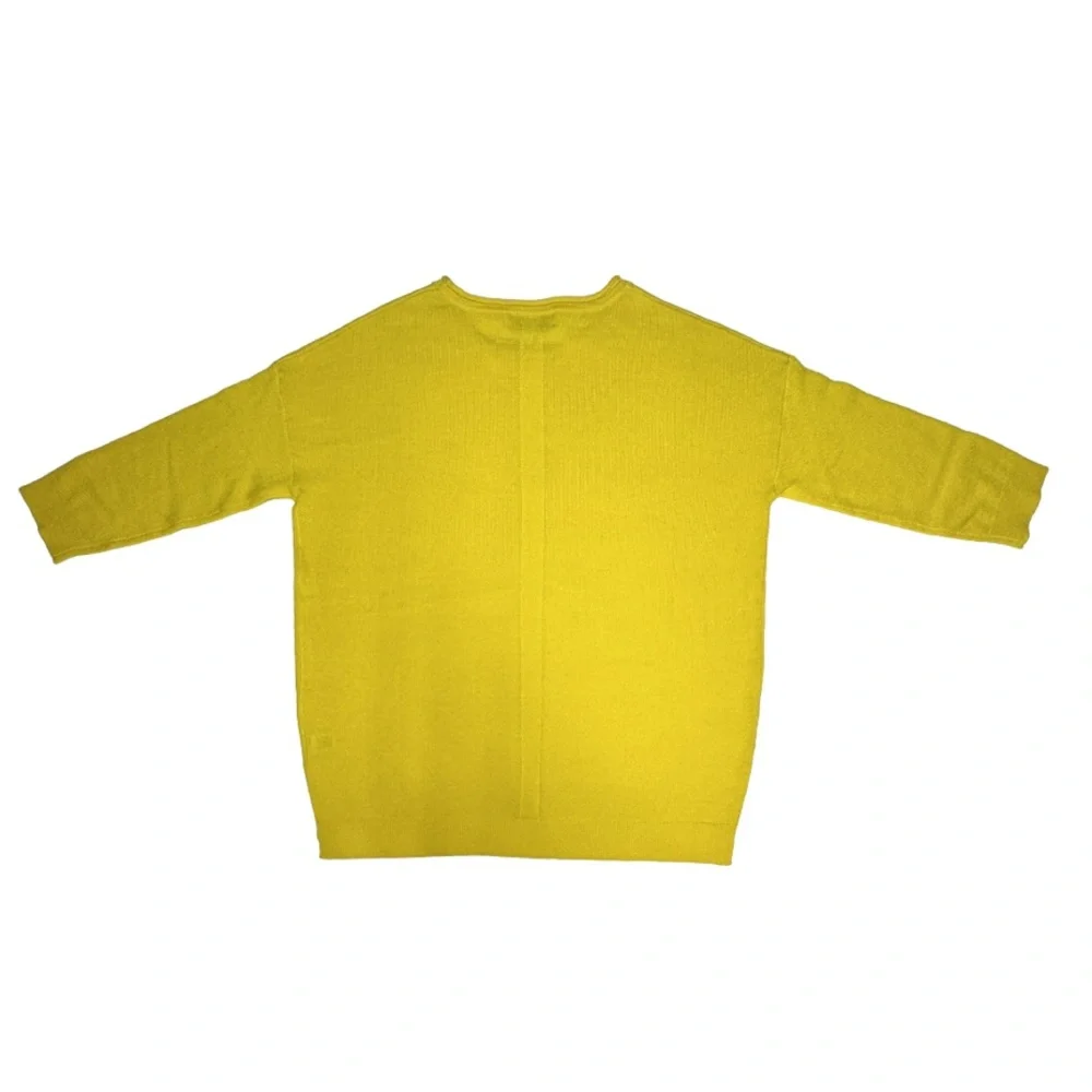 Cashmere LOMA London | Yellow 3/4 Sleeve Pullover Jumper Sweater Shirt Top